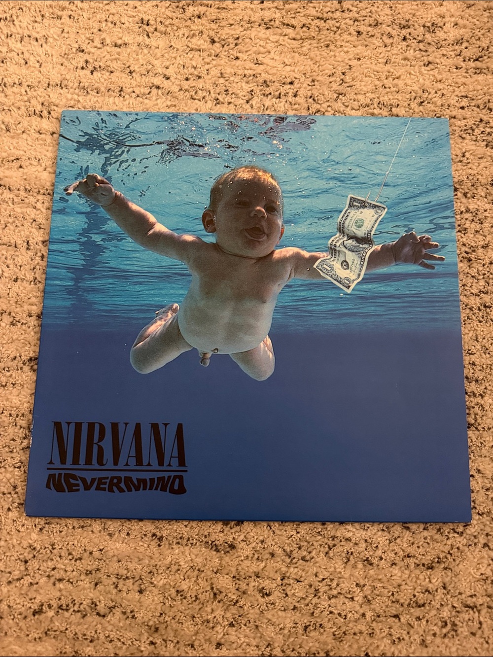 NIRVANA Nevermind Album Cover - Blue with Black Logo